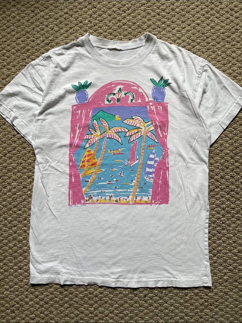 Vintage distressed palm tree t shirt